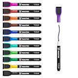 maxtek Magnetische Whiteboard Marker, 12 Farben Stifte abwischbar mit Radiergummi, Feinspitze 1–2...