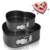 Jomdjmskes 2 Pcs Springform Backformen Set, Backform Herz, Kuchenform Herz Auslaufsicher, Flachboden...