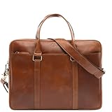 SID & VAIN große Laptoptasche schmal echt Leder - 15 Zoll Laptop Business-Tasche Brady -...