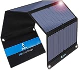 BigBlue 28W Tragbar Solar Ladegerät 2-Port USB(5V/4A insgesamt), IPX4, Solarpanel mit Digital...