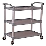 Multifunktionaler 3-stöckiger Servicewagen, 150 kg Kapazität, Sackkarre, Rollwagen für Hotel,...