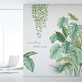 EUIOOVM Wandtattoo Pflanzen Tropische Blätter Wandaufkleber Grün Pflanze Wandsticker Hängende...