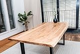 Linele® Baumkantentisch 140x80 cm – Tischplatte 3,5 cm – Massivholz Esstisch aus Akazienholz...