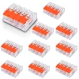 Innfeeltech 10 Stück Verbindungsklemme, 4-Port Anschlussklemme, parallel, mit Hebel, Kabelverbinder...