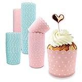 Muffin Papierförmchen, 100 Stück Rosa und Blau Cupcake Wrapper, Muffin Förmchen Papier, für...