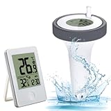 Funk Pool-Thermometer IP67 Wasserdicht, Wireless Schwimmende Digital Poolthermometer, Schwimmend...