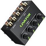 LiNKFOR Audio Mixer Stereo Passiver Mischer 4 Kanal Stereo Audiomischer mit 4 Eingänge und 1...