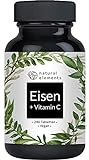 Eisen mit 40mg natürlichem Vitamin C - 240 Tabletten - Premiumrohstoff: Eisenbisglycinat...