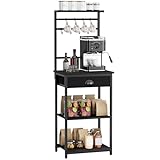 YMYNY Küchenregal, Bäckerregal, Kaffee Organizer, Kaffeebar, 5 Regalebenen, 8 Haken,...