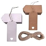 Geschenkanhänger Kraftpapier 100stk, Geschenk Anhänger,Kraftpapier Anhänger Etiketten Absofine...