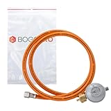 BOGAPRO Set aus Propangasschlauch 150 cm und Gasdruckregler 50 mbar, Druckminderer Gas 1/4'...