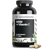 natural elements MSM 2000mg + natürliches Vitamin C – 365 Tabletten statt Kapseln –...