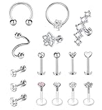 Rajnard 16stk Tragus Piercing Helix Piercing Chirurgenstahl Silber Knorpel Ohrpiercing Ohrstecker...