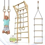 Juskys® Sprossenwand für Kinder - mit Klimmzugstange, Indoor Klettergerüst mit Turnringen und...