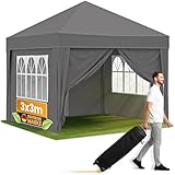 NATURIZ® Pavillon 3x3 Wasserdicht Stabil Winterfest und UV 50+ Schutz - Faltpavillon mit...