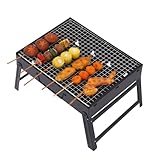 Tragbarer Holzkohlegrill aus Edelstahl – Kompakter BBQ Campinggrill mit Abnehmbarem Rost, Smoker...
