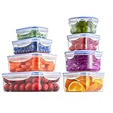 D.Perlla Frischhaltedose mit Deckel, 8 Teiliges Plastik Vorratsdosen Set BPA Frei, Spülmaschinen-...