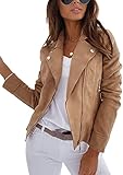 Youning Damen Jacke Kurz Übergangsjacke Moto Bikerjacke Herbst Frühling Leicht Jacken Sommerjacke...