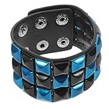 SOIMISS Punk Kunstleder Armband Herren Manschette mit Mehrfarbigen Quadratischen Nieten Breites...