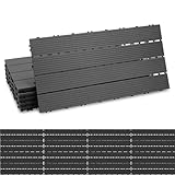 Ikodm WPC Terrassenfliese 30x60 cm, Klickfliese, Balkonfliese, anthrazit, wasserfest,...