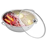 Edelstahl Kochtopf, 28cm Hot Pot mit Glasdeckel, Suppentopf Fleischtopf Nudeltopf Spaghettitopf,...