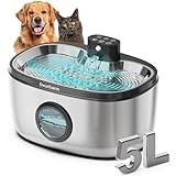 5L Trinkbrunnen für Hunde, Edelstahl Hundebrunnen mit LED Sensor, Katzenbrunnen Kabellos mit...