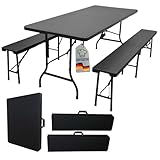 CHEFGASTRO Bierzeltgarnitur klappbar 180cm breit 3-teilig 1x Buffettisch 2X Bierbänke mit...