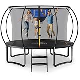 MERACH Trampolin Outdoor 305cm/366cm/427cm/488cm, Trampolin Sicherheitsnetz und Basketball, MaxLoad...