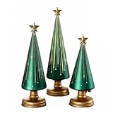 3 Stück Timer Lighted Sparkling Starry Night Glass Trees, Gradient Glass Weihnachtsbaum mit...