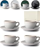 KIVY Cappuccino Tassen Set [4 x 180ml] - Handgefertigt aus dickwandigem Steingut - Cappuccino-Tassen...