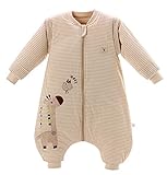 Chilsuessy Baby Winter Schlafsack mit Füßen und abnehmbar Langarm Pyjamas aus Bio Baumwolle kleine...