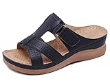 SMajong Pantoletten Damen Sommer Plateausandalen Bequeme Hausschuhe Damen Mit Keilabsatz Sandalen...