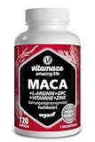 Maca Kapseln hochdosiert 5000mg + L-Arginin + VITAL Formel B6, B12, OPC, Zink, 120 vegane Kapseln...