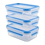 Emsa N10312 Frischhaltedosen-Set, Transparent / Blau, 3 x 0,55 L