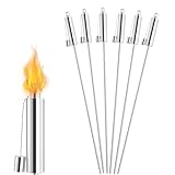 Froadp 6er Set Gartenfackeln für Draußen Öl 330ml Fackeln aus Edelstahl 115 cm Hoch Ölfackeln...