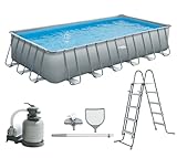 Summer Waves Frame Pool Komplettset | Rechteckig 732x366x132 cm Grau | Aufstellpool Set | Gartenpool...