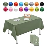 MORAINJAY 4 Stück 137cmx274cm Rechteckig Einweg Tischdecke, Salbeigrün Wasserdicht Fleckschutz...