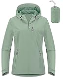 Outdoor Ventures Damen Regenjacke 10000MM Wasserdicht Leichte Gefüttert Packbar Sportjacke...
