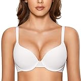 DOBREVA Damen Push Up Bügel BH Soft T Shirt BHS mit Licht Gepolstert Komfort Sexy Weiss 75B