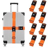 LOPYXBR 8er-Set Premium Koffergurt mit Zahlenschloss, 5x200cm Kofferband mit Schloss, Orange Luggage...