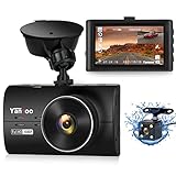 Dashcam Auto Vorne Hinten Autokamera mit 3 Zoll IPS Bildschirm FHD 1080P Dash Cam, 170° Weitwinkel,...