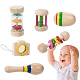 Kinder-Rasselspielzeug Aus Holz – 6 Stück Holzspielzeug-Handrasseln, Babys Zahnende...