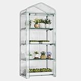 Meulbaty Gewächshaus mit 4 Etagen Bilateral ,klein Foliengewächshaus 143x73x195cm Anzuchthaus...