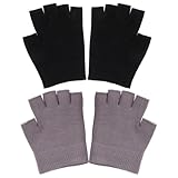 POPETPOP 2 Paar Feuchtigkeitsspendende Gel Spa Handschuhe ohne Finger Hautfreundlich Schwarz und...