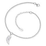 Engelsrufer Fußkettchen für Damen mit Flügel-Anhänger, Edelstahl, verstellbare Länge,...