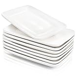 Foraineam Set mit 8 Stück Rechteckige Porzellanteller 8inch Servierplatte Porzellanplatten für...