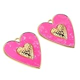 Yardenfun 2 Stück Edelstahl Großer Herzanhänger Rosenrot Langlebig Hautfreundlich Leicht...