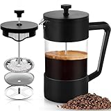 POWZOO French Press Kaffeebereiter,1000 ml-Glas Kaffeepresse,aus Edelstahlfilter und...