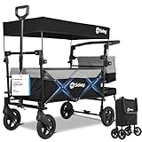 Sekey Bollerwagen Faltbar mit Dach 2 Kinder 100KG, Faltbarer Bollerwagen Handwagen Schiebegriff,...