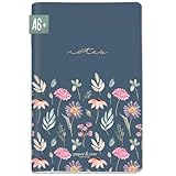 paper&you® Notizheft A6+ dotted 'Flying Flowers' mit 64 Seiten, Notizbuch klein, Mini Bullet...
